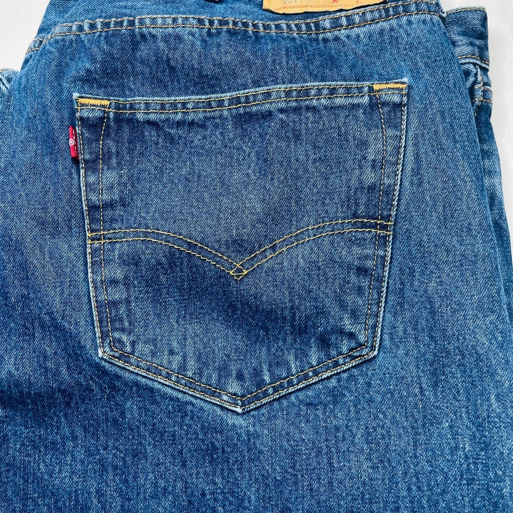 Levi's 501 Men's Measured W30 L30 Blue Button Fly Straight Jeans Red Tab 30x30 - Picture 3 of 16